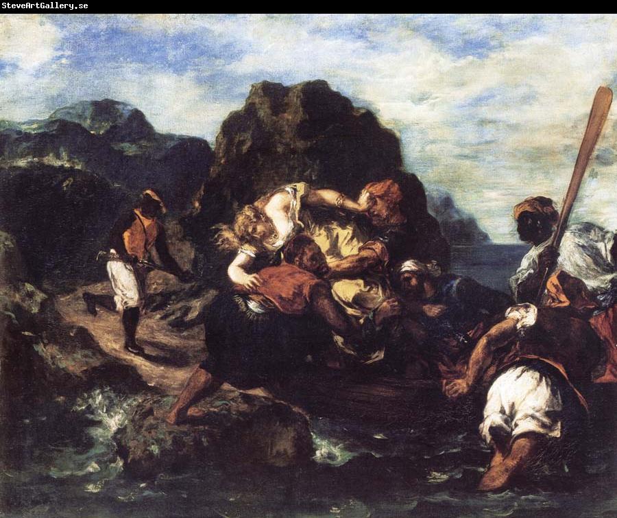 Eugene Delacroix African Priates Abducting a Young Woman